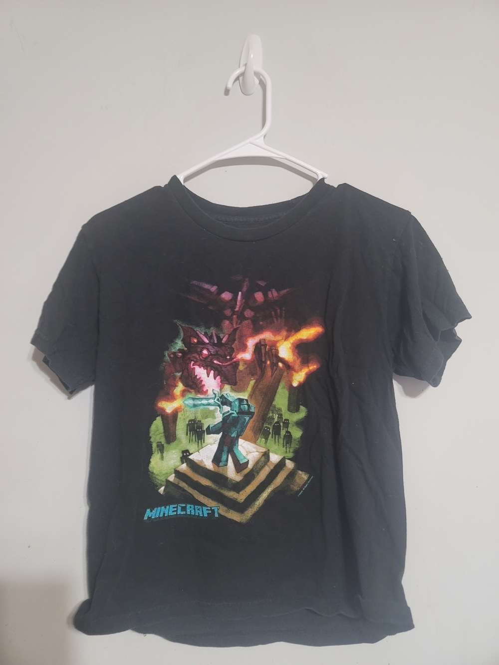 Minecraft Kids Black Short-Sleeve‎ Graphic Tee - Dragon Battle